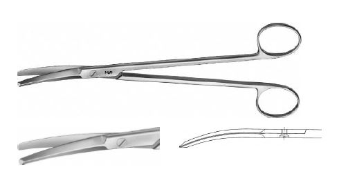 Поттс-Сміт ножиці вигнуті плоскі 190 мм